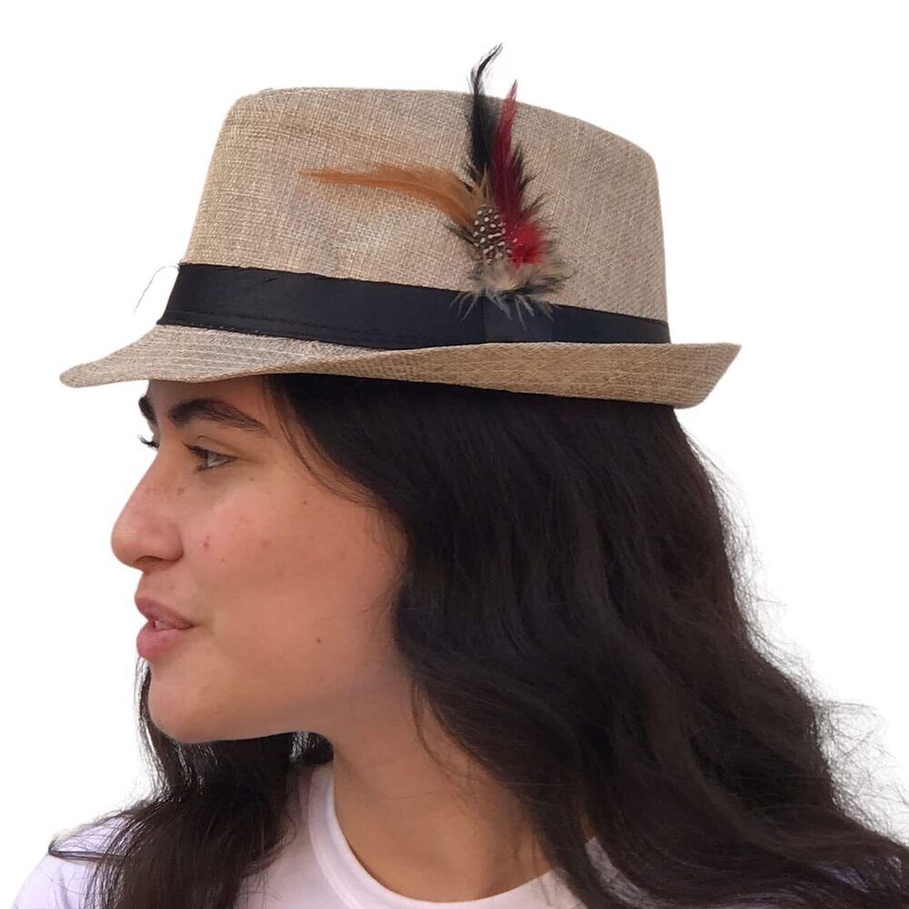 1238 Fedora Hat with Feathers Gatsby Holiday Octoberfast Bavarian Alpine
